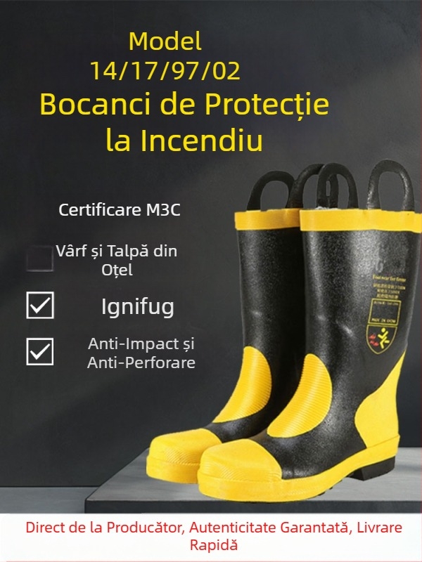 Ghete de protecție pentru pompieri cu plăci din oțel