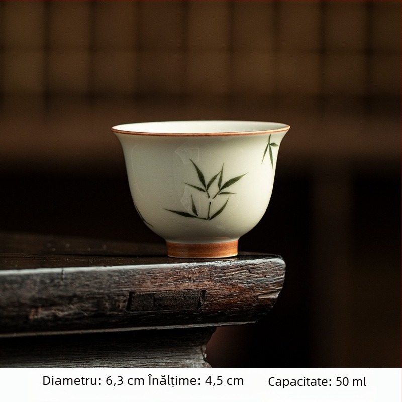 Ceșuță mică de ceai, pictură manuală cu subglazură, ceașcă Kung Fu din ceramică, stil retro chinezesc