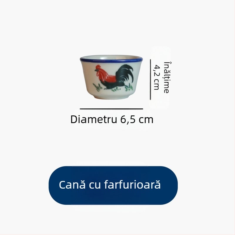 Ceșcuță de ceai din porțelan, stil chinezesc, cu cocoș, ceașcă mică de ceai retro