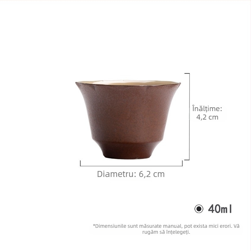 Yinchuantang ceașă de ceai în stil japonez, ceramică brută cu margine în formă de floare, set Kung Fu pentru ceai, stil wabi-sabi, ceașcă de degustare a ceaiului, singură ceașă, lux ușor