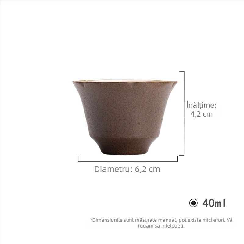 Yinchuantang ceașă de ceai în stil japonez, ceramică brută cu margine în formă de floare, set Kung Fu pentru ceai, stil wabi-sabi, ceașcă de degustare a ceaiului, singură ceașă, lux ușor