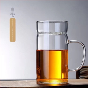 ceașcă de ceai din sticlă cu capac și filtru, concepută pentru infuzarea ceaiului de flori, în formă de semilună, pentru birou și acasă