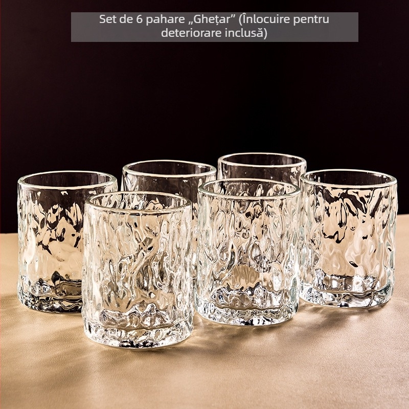 Pahar din sticlă Jie Anxi pentru uz casnic, cu design glaciar pentru sufragerie, rezistent la temperaturi înalte, ceașcă de ceai și mic pahar de vin