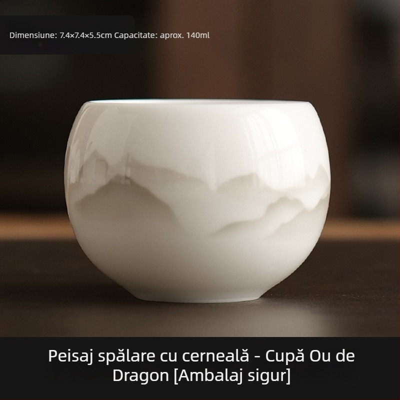 Ceașcă mare de ceai Blanc-de-Chine din porțelan, ceramică albă, stil minimalist