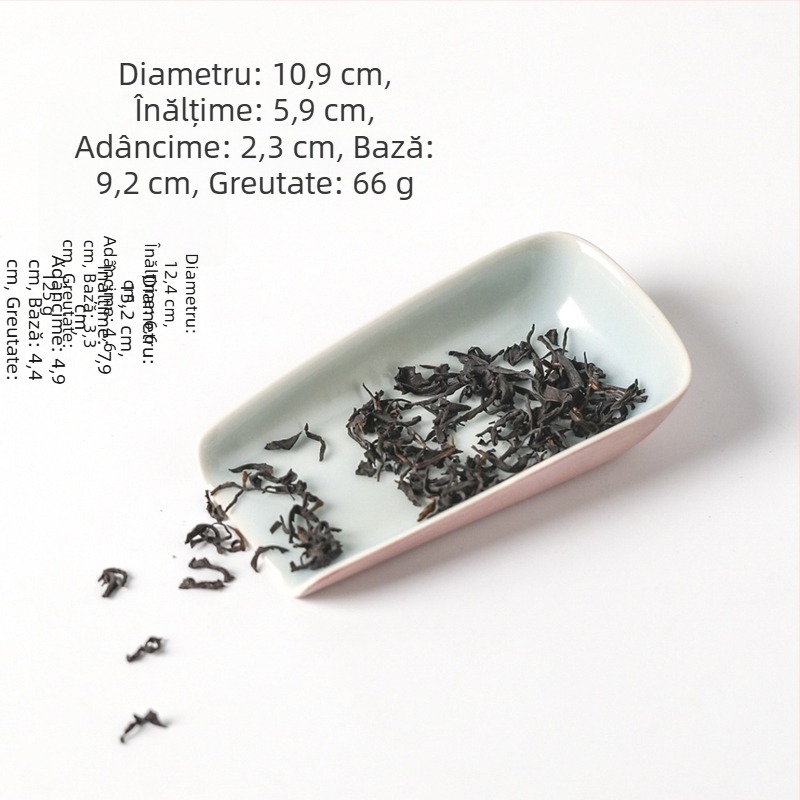 Lingură de măsurat ceai cu model roz de nori, tavă din ceramică brută, lucrată manual, stil japonez Wabi-Sabi, accesorii pentru ceremonia ceaiului, unelte de ceai de nișă