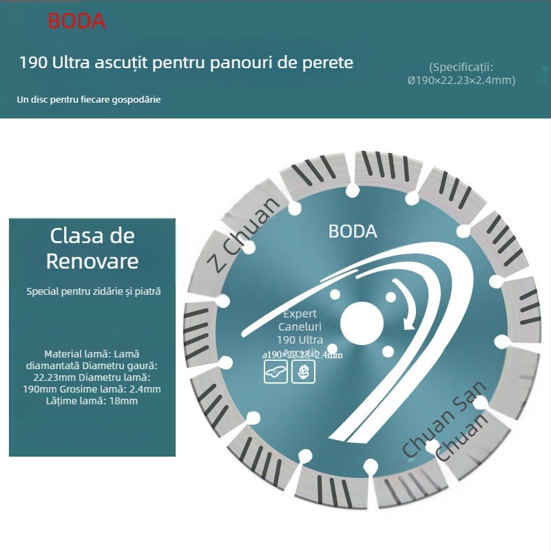 Disc diamant pentru tăierea pietrei, betonului și marmurii – tăiere uscată și canelare