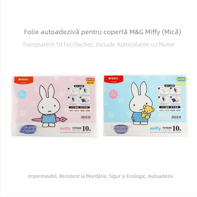 Husă transparentă pentru carte Miffy, antiderapantă și impermeabilă, din PVC, pentru cărți de dimensiuni mari, medii și mici