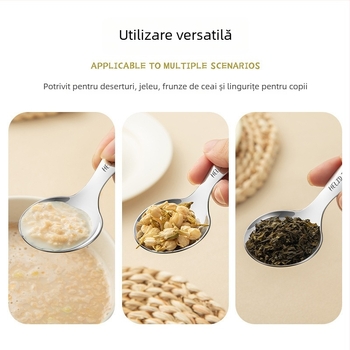 Lingură mini din oțel inoxidabil cu mâner scurt și cap rotund, pentru ceai, cafea, deserturi și înghețată