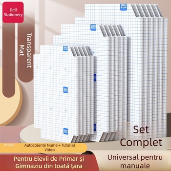Deli 70567 Capac de carte autoadeziv, transparent matt, pentru A4, PVC, rezistent la apă