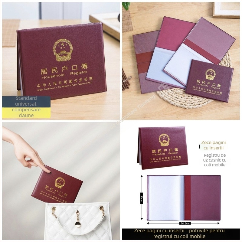 Copertă pentru carnet de domiciliu, cu suport pentru card și protecție pentru documente