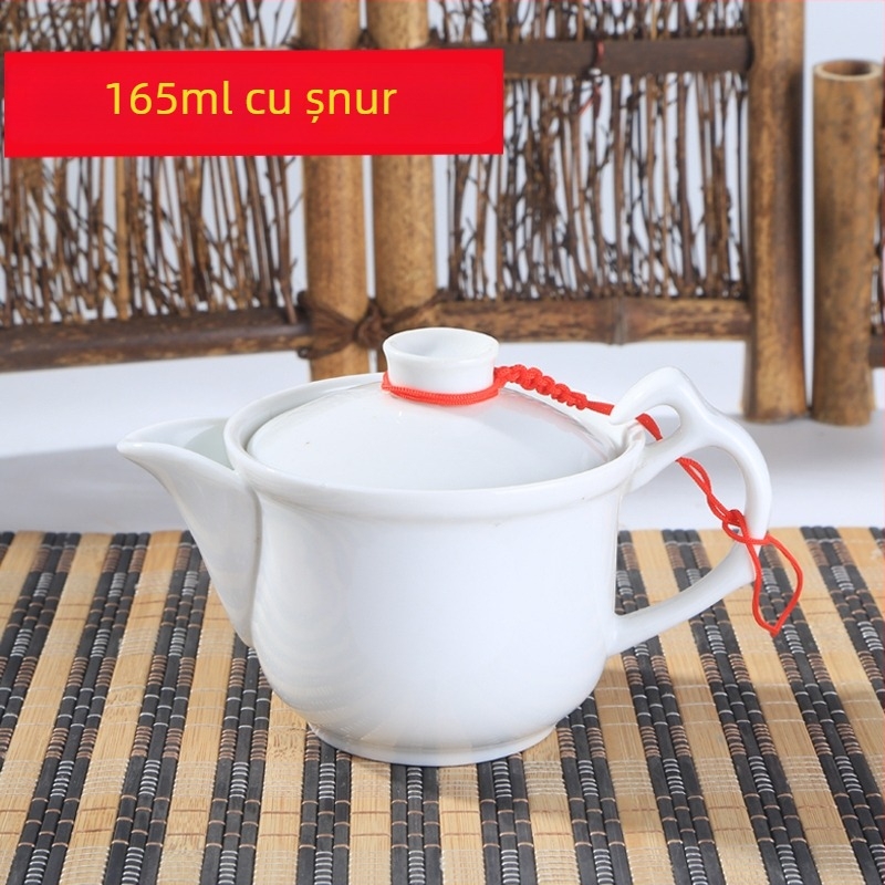 Ceainic Kung Fu din ceramică albă, cu mâner lateral, stil chinezesc, mărime medie, 165 ml