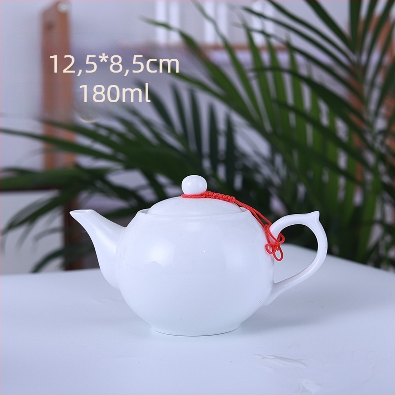 Ceainic Kung Fu din ceramică albă, cu mâner lateral, stil chinezesc, mărime medie, 165 ml