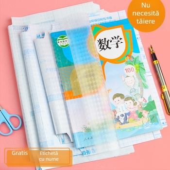 Auspicious Bird 16K/25K Copertă de carte transparentă autocolantă pentru manuale de școală primară, film protector impermeabil, Material PP
