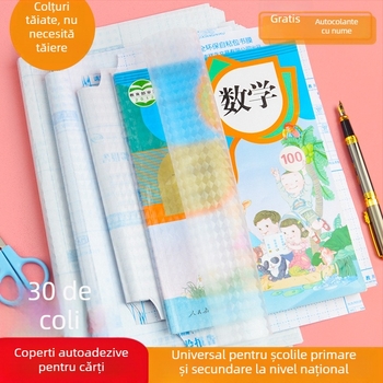 Auspicious Bird 16K/25K Copertă de carte transparentă autocolantă pentru manuale de școală primară, film protector impermeabil, Material PP