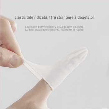 Dopuri degete din latex alb, de unică folosință, pentru protecție împotriva prafului și anti-static, destinate industriei frumuseții, manichiurii și tatuajelor electronice.