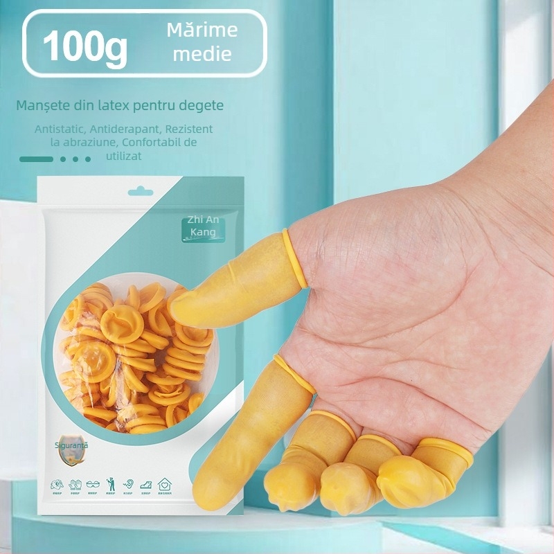 Dopuri degete din latex alb, de unică folosință, pentru protecție împotriva prafului și anti-static, destinate industriei frumuseții, manichiurii și tatuajelor electronice.