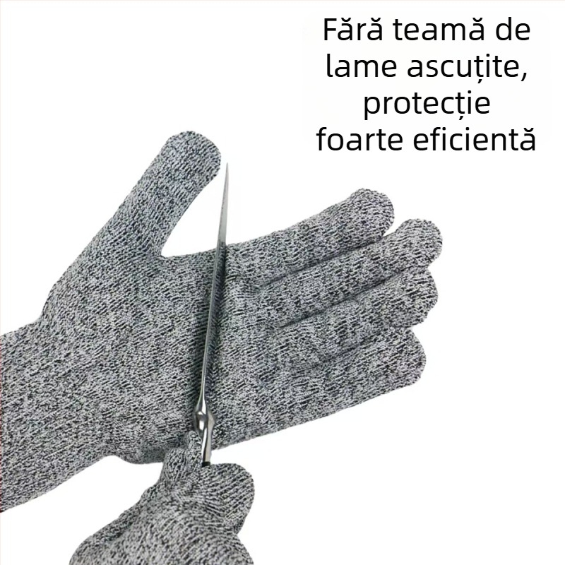 Mănuși HPPE nivel 5, rezistente la tăiere, antiderapante, rezistente la uzură și rupere, pentru tăierea cărnii, manipularea peștelui, grădinărit și protecție la șantier