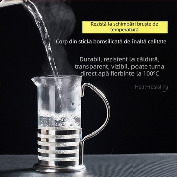 350 ml Cafetieră French Press, Sticlă, pentru Uz Casnic, Filtru pentru Lapte, Preparator de Ceai