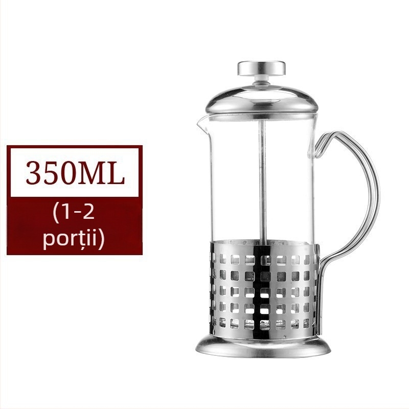 350 ml Cafetieră French Press, Sticlă, pentru Uz Casnic, Filtru pentru Lapte, Preparator de Ceai