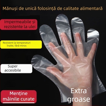 Mănuși de unică folosință, transparente, cu film mai gros, pentru coafură, catering și uz casnic – TPE