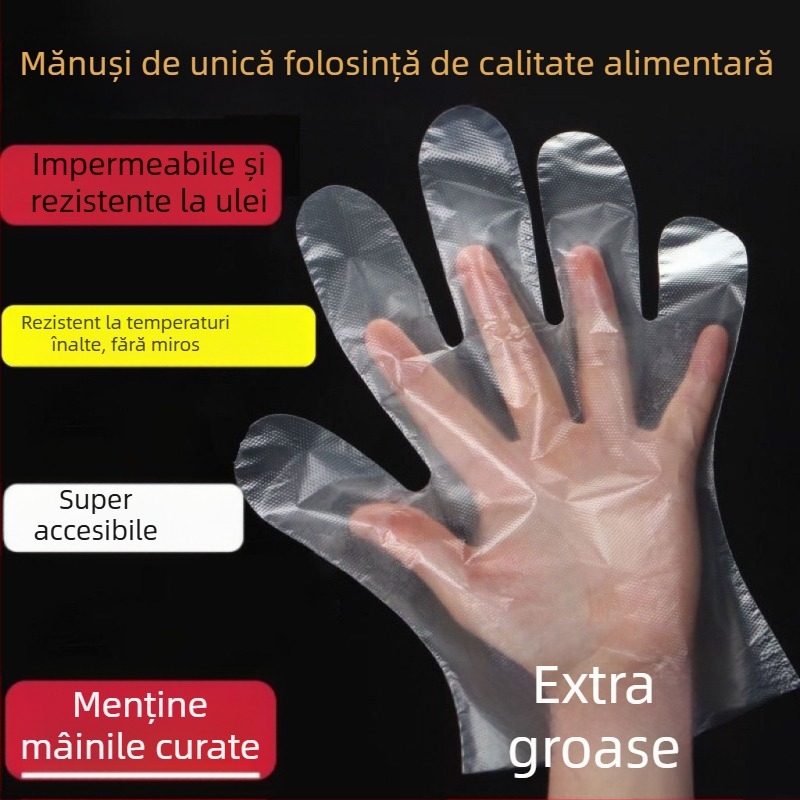 Mănuși de unică folosință, transparente, cu film mai gros, pentru coafură, catering și uz casnic – TPE