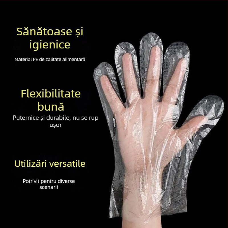 Mănuși de unică folosință, transparente, cu film mai gros, pentru coafură, catering și uz casnic – TPE
