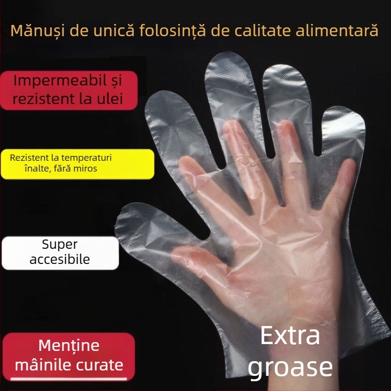 Mănuși de unică folosință, transparente, cu film mai gros, pentru coafură, catering și uz casnic – TPE