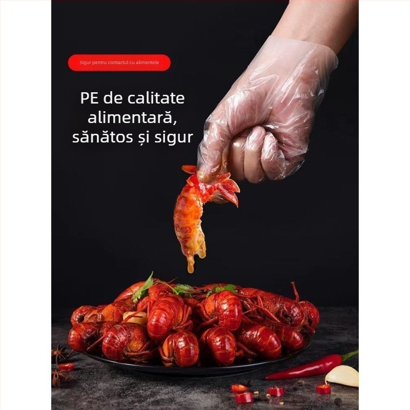 Mănuși de unică folosință, transparente, cu film mai gros, pentru coafură, catering și uz casnic – TPE