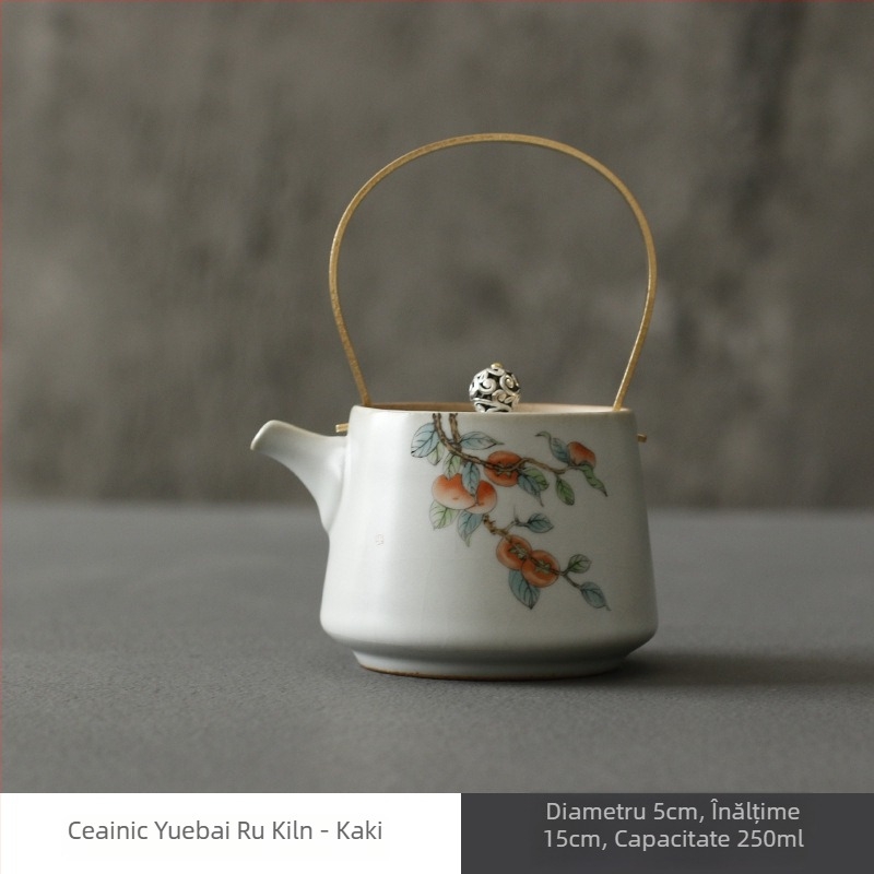 Ceainic ceramic cu filtru Tongliang Ruyao, set Gongfu de ceai