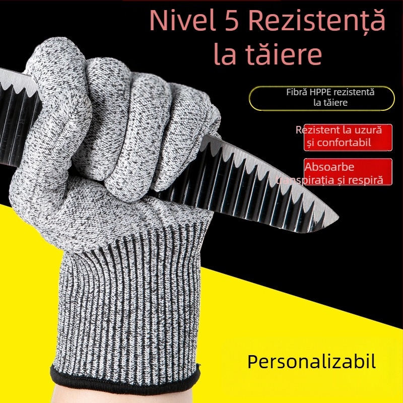 Mănuși HPPE îngroșate, nivelul 5 de protecție la tăiere, anti-perforație, anti-derapare, pentru tăierea legumelor și manipularea peștilor