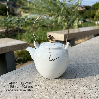 Ceainic ceramic Celadon cu două căni, set Gongfu ceai, stil modern minimalist
