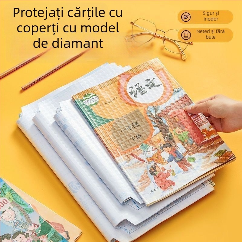 10 huse autoadezive pentru cărți, groase, impermeabile, ecologice, fără tăiere, pentru elevi din învățământul primar și gimnazial