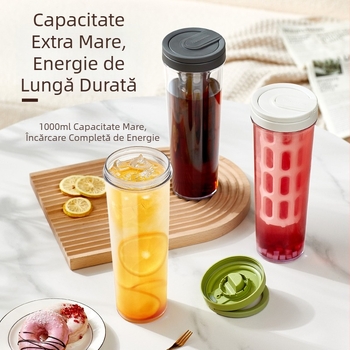 Sticlă pentru infuzie la rece cu mâner – rezistentă la temperaturi, pentru cafea, ceai și băuturi din fructe, acasă și în aer liber