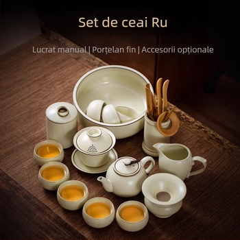 Set de ceai Kung Fu din porțelan, premium, cu ceainic, în cutie cadou, pentru birou și acasă