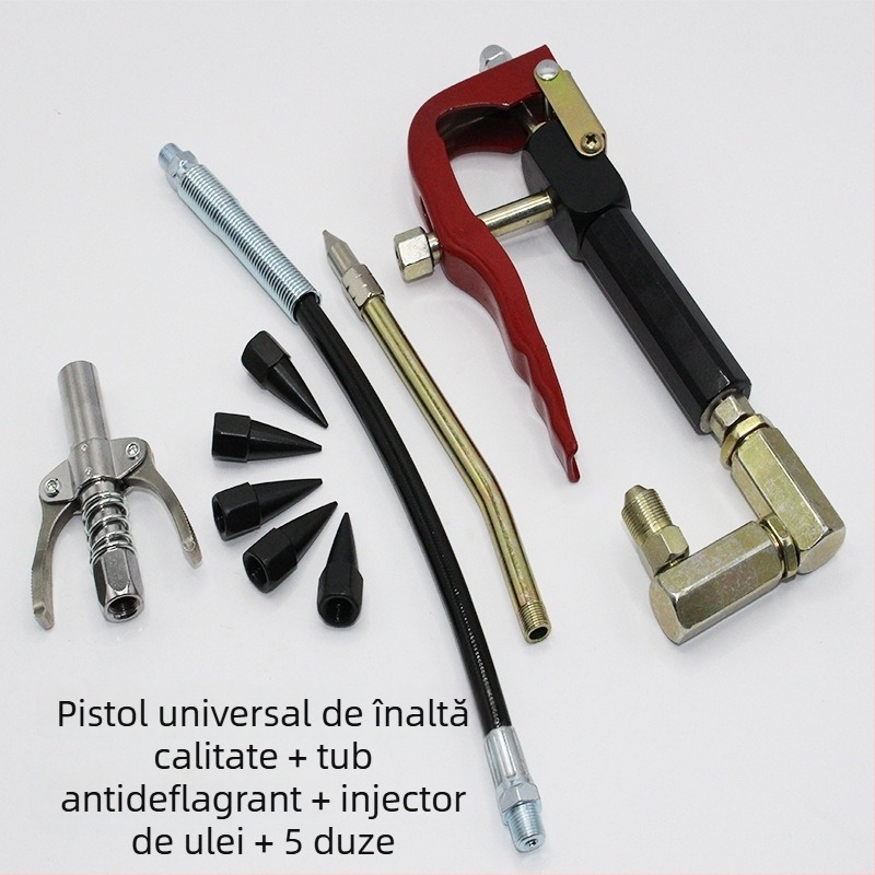 Capă universal din aluminiu pentru pistol pneumatic de ungere, înaltă presiune, compatibil cu majoritatea pistoalelor de ungere, design îmbunătățit cu clemă reglabilă pentru conectori groși și subțiri