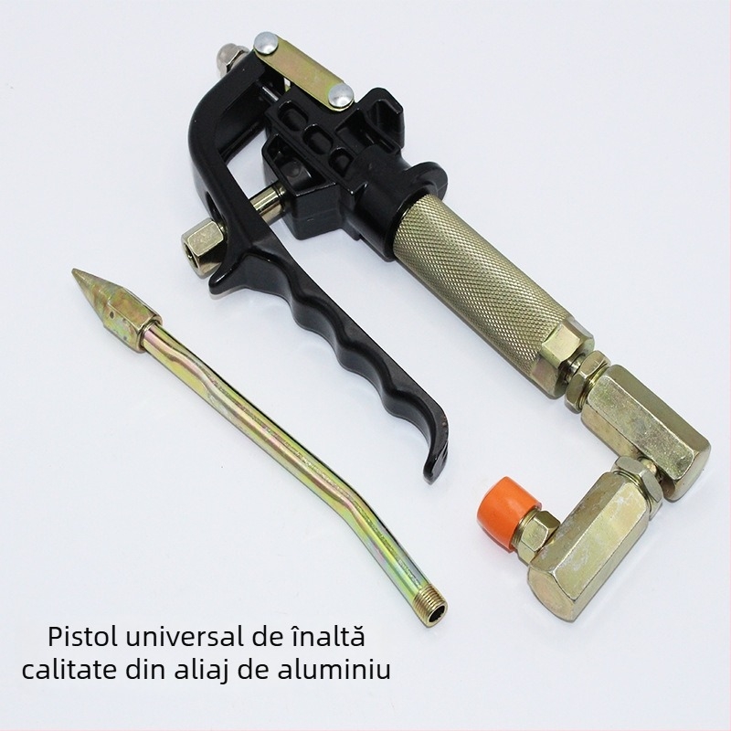 Capă universal din aluminiu pentru pistol pneumatic de ungere, înaltă presiune, compatibil cu majoritatea pistoalelor de ungere, design îmbunătățit cu clemă reglabilă pentru conectori groși și subțiri