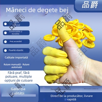 Protecții pentru degete din latex bej, de unică folosință, antiderapante, impermeabile, rezistente la uzură, antistatice, pentru industria frumuseții