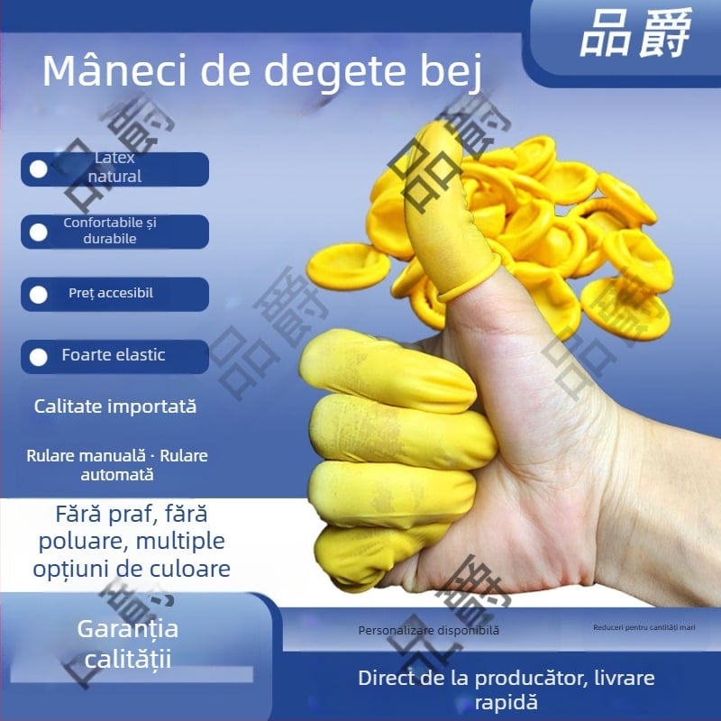 Protecții pentru degete din latex bej, de unică folosință, antiderapante, impermeabile, rezistente la uzură, antistatice, pentru industria frumuseții