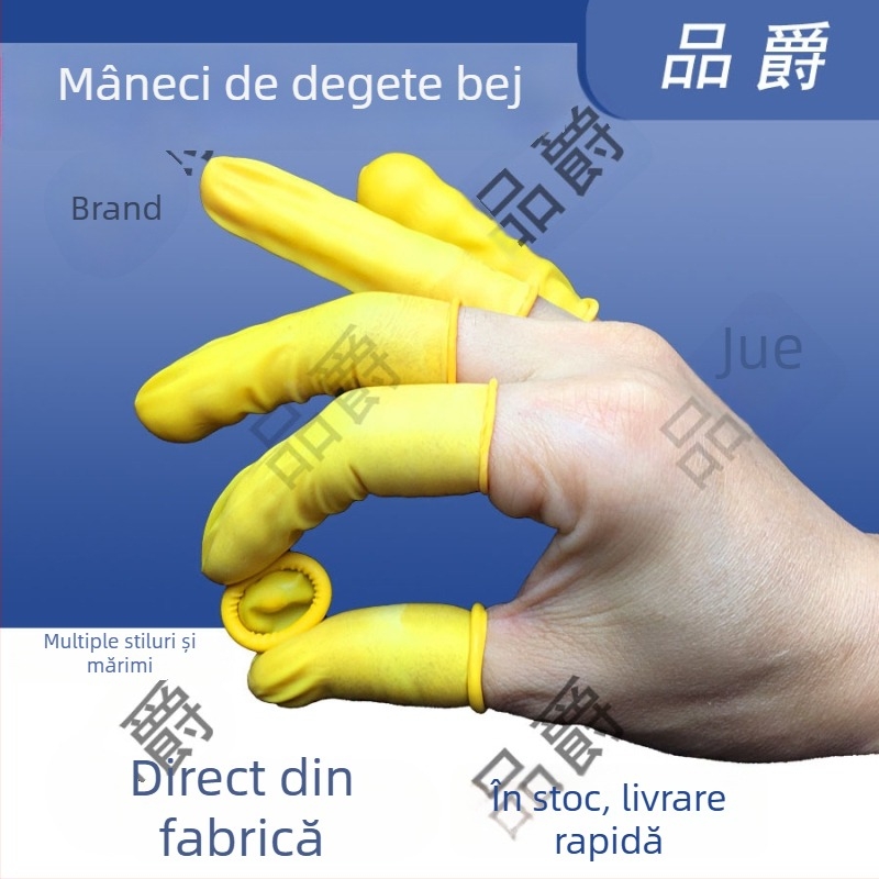 Protecții pentru degete din latex bej, de unică folosință, antiderapante, impermeabile, rezistente la uzură, antistatice, pentru industria frumuseții