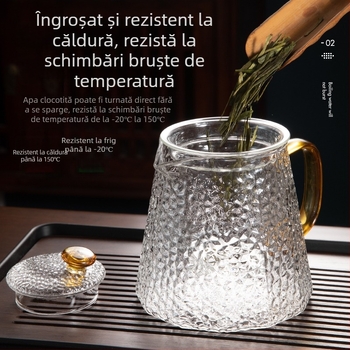2026 Ceainic din sticlă ciocănită, rezistent la temperaturi înalte, cu infuzor pentru ceai, utilizare casnică