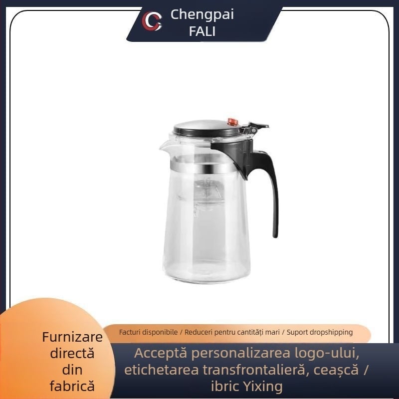 Ceainic din sticlă rezistentă la temperaturi, cu infuzor demontabil și filtru, portabil pentru uz casnic