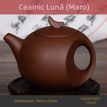 Ceainic mic Yixing din lut mov, formă lună, ceainic ceramic pentru infuzarea ceaiului