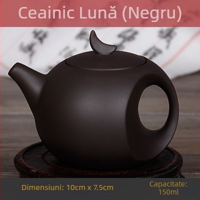 Ceainic mic Yixing din lut mov, formă lună, ceainic ceramic pentru infuzarea ceaiului