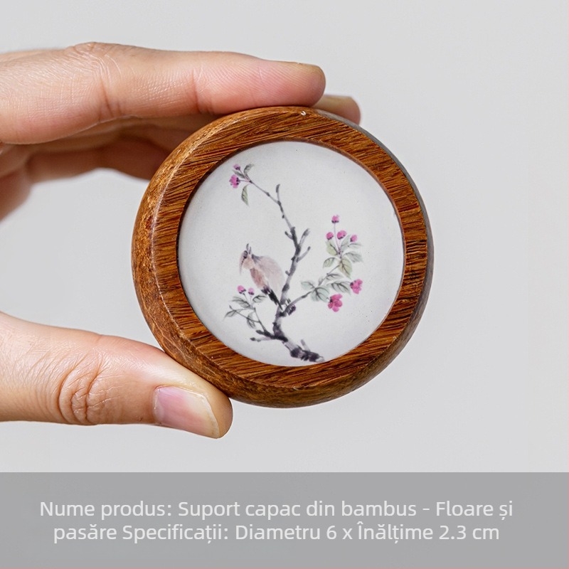 Suport greu pentru capacul ceainicului din bambus, ceainic din lut purpuriu, suport pentru căni din bambus, suport pentru ceainic japonez din fontă, accesorii ceremonie ceai, set de ceai simplu