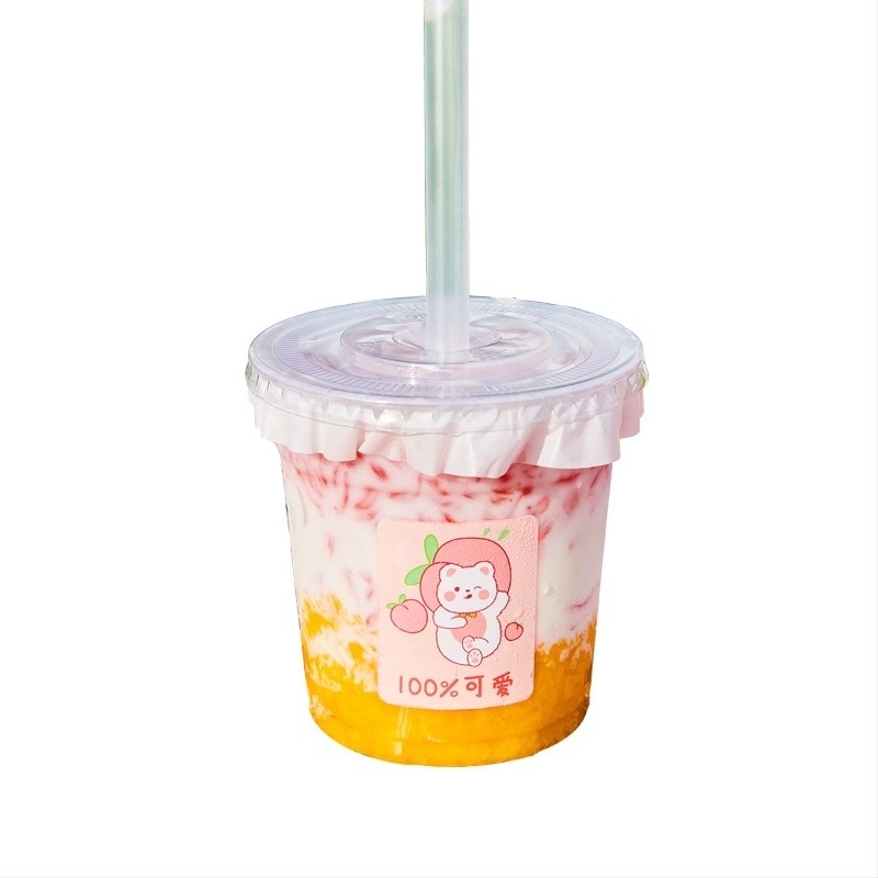 Pahar de unică folosință pentru suc din plastic, cu capac; PET; diametru 98 mm; capacități 360, 400, 500 sau 520 ml; potrivit pentru standuri cu sucuri