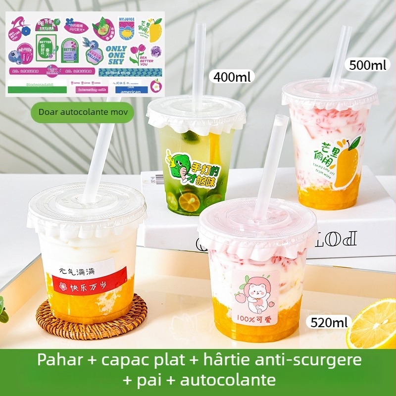 Pahar de unică folosință pentru suc din plastic, cu capac; PET; diametru 98 mm; capacități 360, 400, 500 sau 520 ml; potrivit pentru standuri cu sucuri