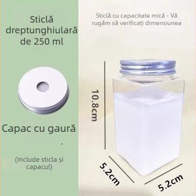 Sticlă plastic de unică folosință pentru băuturi, cu orificiu pentru pai, capacitate 401–500 ml, potrivită pentru ceai cu lapte, ceai de fructe și milkshake