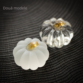 Set de capace în formă de dovleac pentru ceremonia Gongfu de ceai, sticlă cristal transparent mat, utilizare casnică, suport capac și suport bol, bază set ceai Gongfu