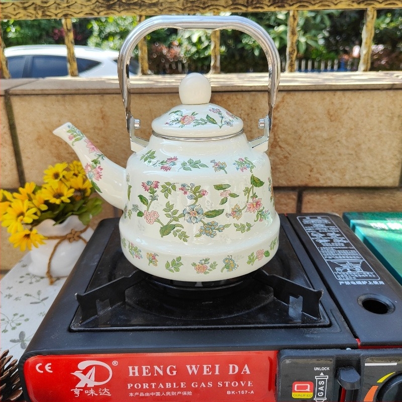 Ceainic emailat cu infuzor, compatibil cu plită ceramică electrică, pentru prepararea ceaiului și cafelei acasă, ceainic în formă de clopot pentru hoteluri