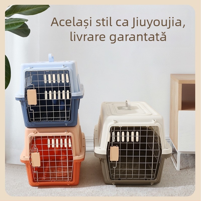 Cușcă de transport pentru animale de companie, din plastic dur, pentru pisici și câini mici, potrivită pentru mașină și călătorii cu avionul